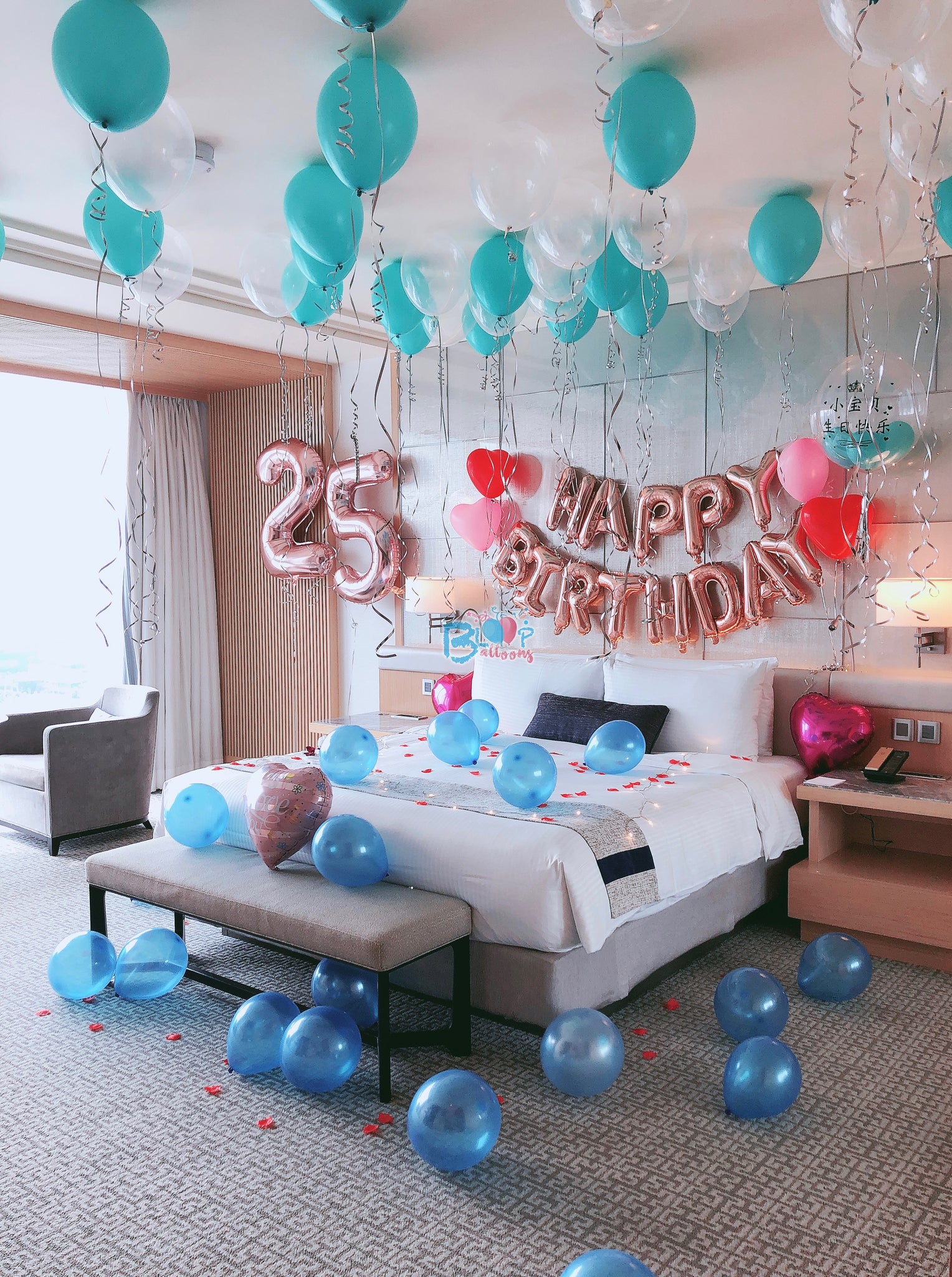 Hotel Room Birthday Decoration | Bloop Balloons Singapore